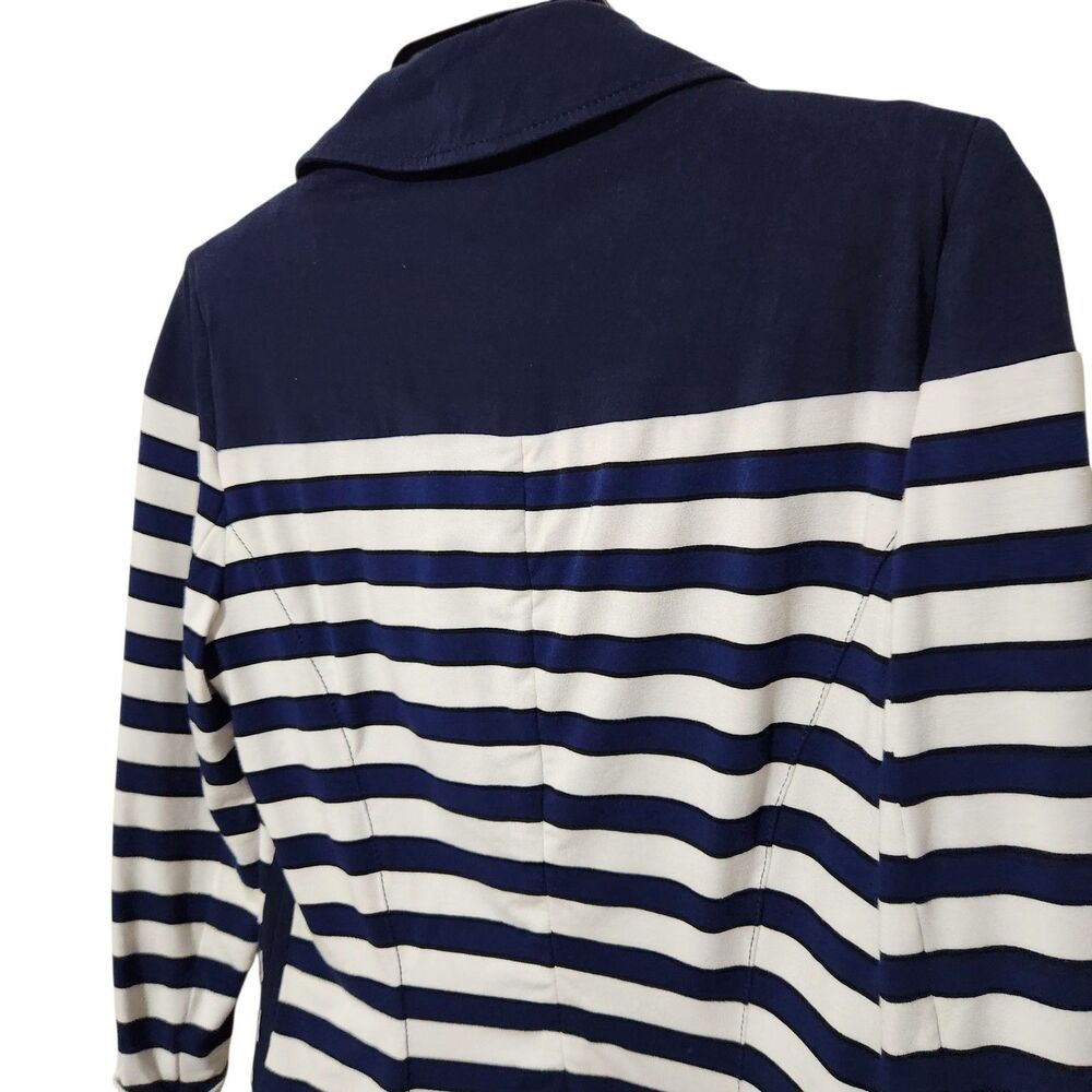 White House Black Market Blazer Size 6 White Blue Navy Striped  Front Buttons. - Picture 6 of 10